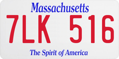 MA license plate 7LK516