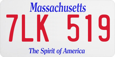 MA license plate 7LK519