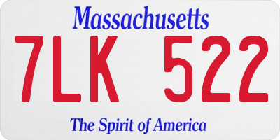 MA license plate 7LK522