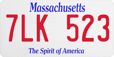 MA license plate 7LK523