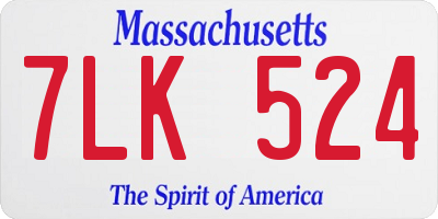 MA license plate 7LK524