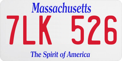 MA license plate 7LK526
