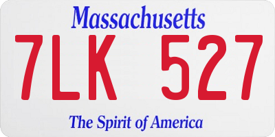 MA license plate 7LK527