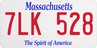 MA license plate 7LK528