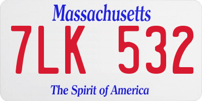 MA license plate 7LK532