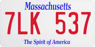 MA license plate 7LK537