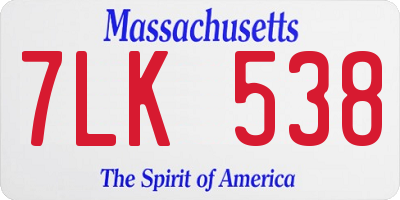 MA license plate 7LK538