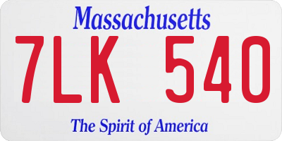 MA license plate 7LK540