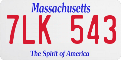 MA license plate 7LK543
