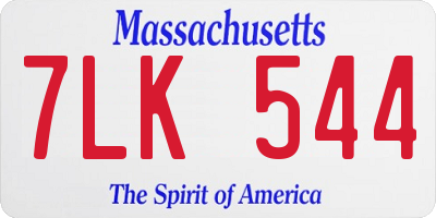 MA license plate 7LK544
