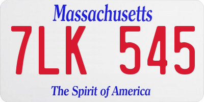 MA license plate 7LK545