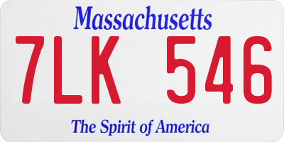 MA license plate 7LK546