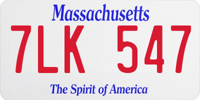 MA license plate 7LK547