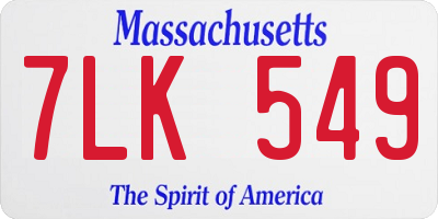 MA license plate 7LK549