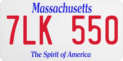 MA license plate 7LK550