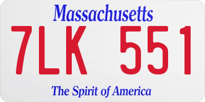 MA license plate 7LK551