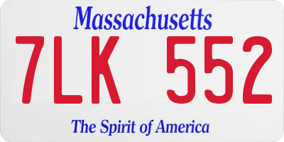 MA license plate 7LK552