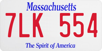 MA license plate 7LK554