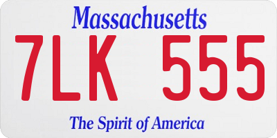 MA license plate 7LK555