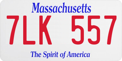 MA license plate 7LK557
