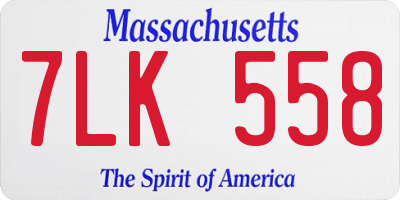 MA license plate 7LK558
