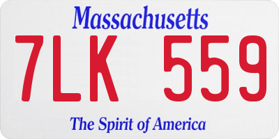 MA license plate 7LK559