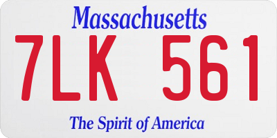 MA license plate 7LK561