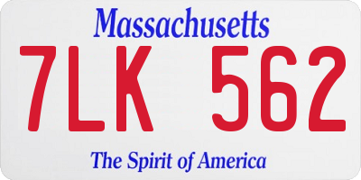 MA license plate 7LK562