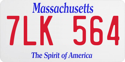 MA license plate 7LK564