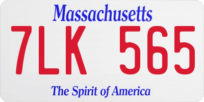 MA license plate 7LK565