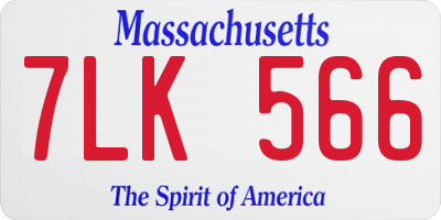 MA license plate 7LK566