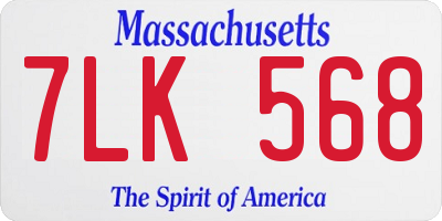 MA license plate 7LK568
