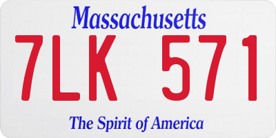 MA license plate 7LK571