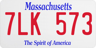 MA license plate 7LK573