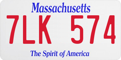 MA license plate 7LK574