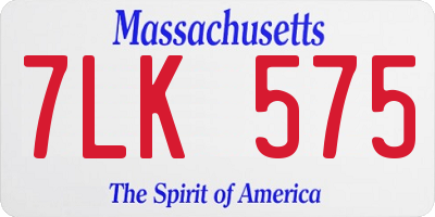 MA license plate 7LK575
