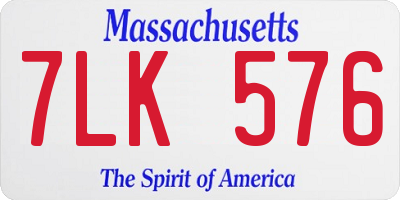 MA license plate 7LK576
