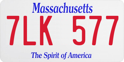 MA license plate 7LK577