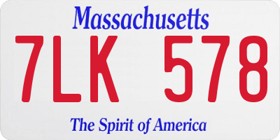 MA license plate 7LK578