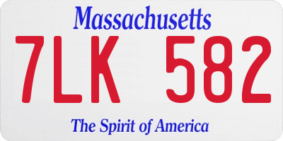 MA license plate 7LK582