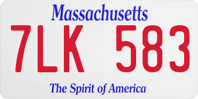 MA license plate 7LK583