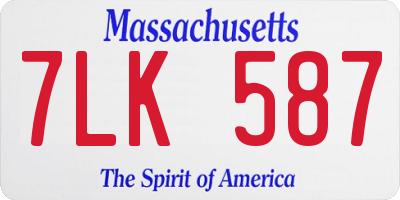 MA license plate 7LK587