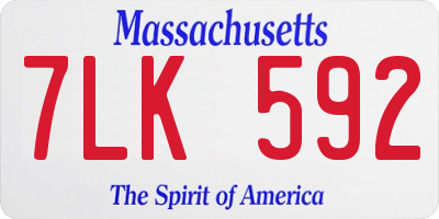 MA license plate 7LK592