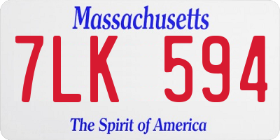 MA license plate 7LK594