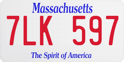 MA license plate 7LK597