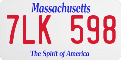MA license plate 7LK598