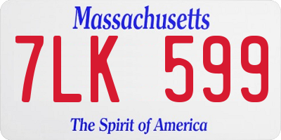 MA license plate 7LK599