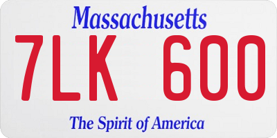MA license plate 7LK600