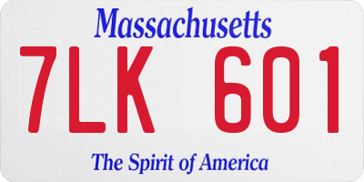 MA license plate 7LK601