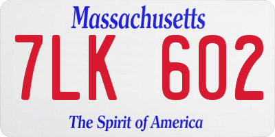 MA license plate 7LK602